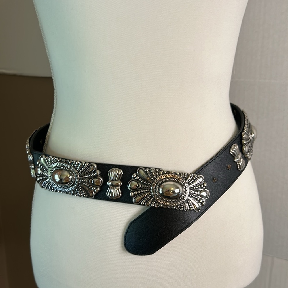 Milor Western Cowgirl Black Concho Studded Belt Size M/L